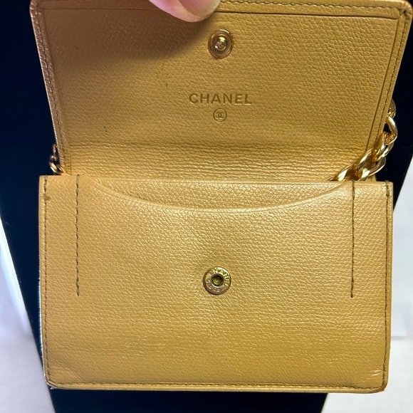 CHANEL Mini Tan Leather Wallet/Wristlet Unbranded Gold Chain Included. - Picture 6 of 13